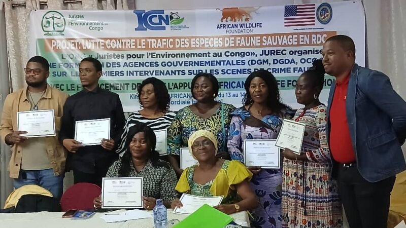 Conservation :  En RDC, des OPJ formés sur la gestion des scènes des crimes liés à la faune et la flore sauvages