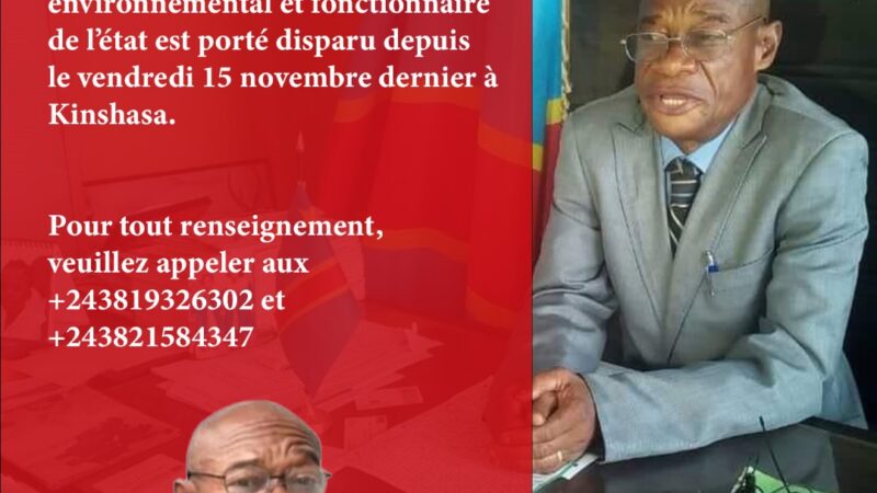 Kinshasa : Près de 15 jours après sa disparition, Jean Mpia Bikopo toujours introuvable