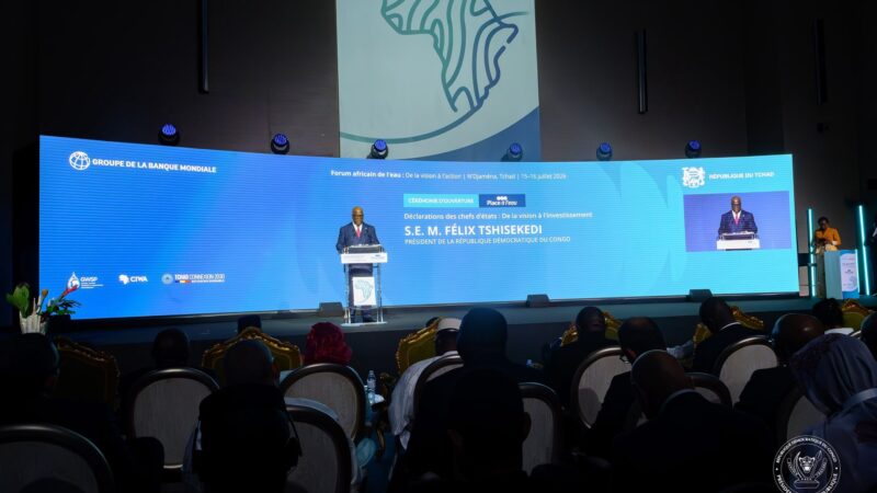 Eau : Félix Tshisekedi plaide pour une coalition africaine en faveur de la sécurité hydrique à N’Djamena